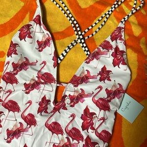 Sold NWT Cupshe One Piece Flamingo Swimsuit